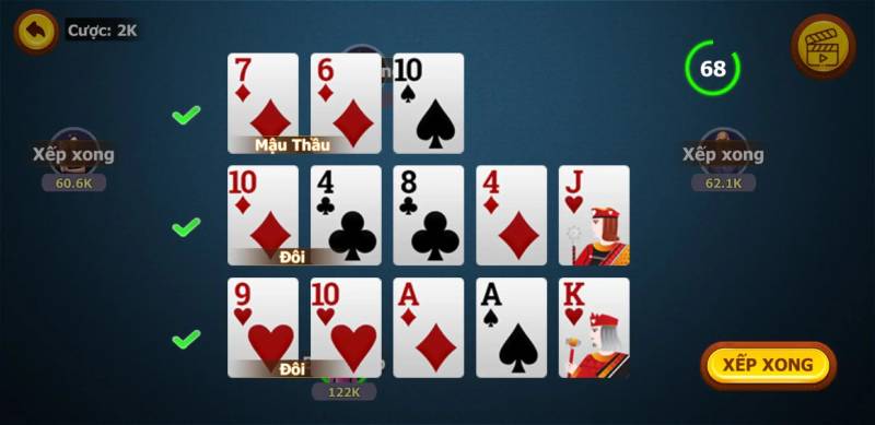 Cách sắp xếp bài Mậu Binh để luôn có lợi thế trong ván chơi